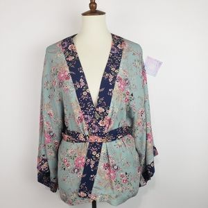 ANTHROPOLOGIE X Kachel Blue Cherry Blossom Kimono